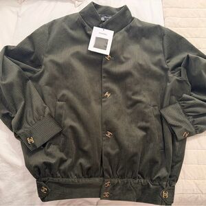 CHANEL Dark Olive Bomber Jacket 38